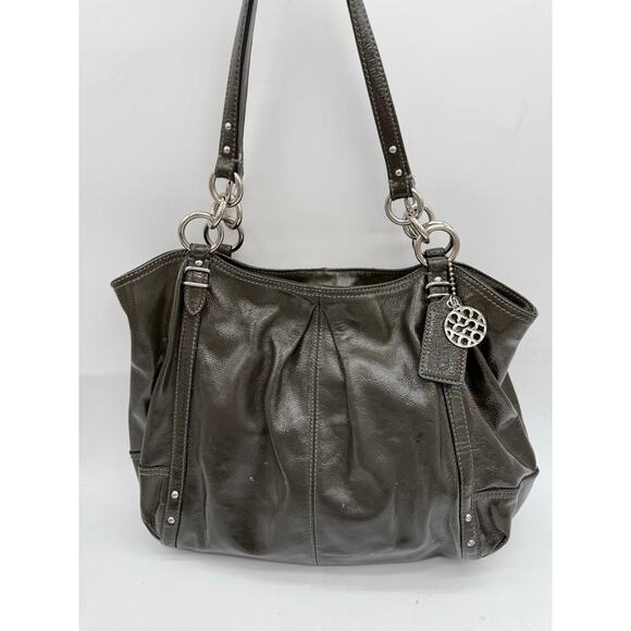 Coach Handbags - Coach Alexandra Large Dark Gray Patent Leather Hobo Tote Bag